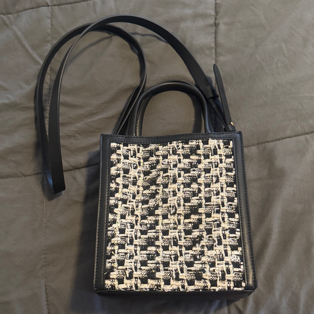 Charles & Keith Black and Cream Mini Bag